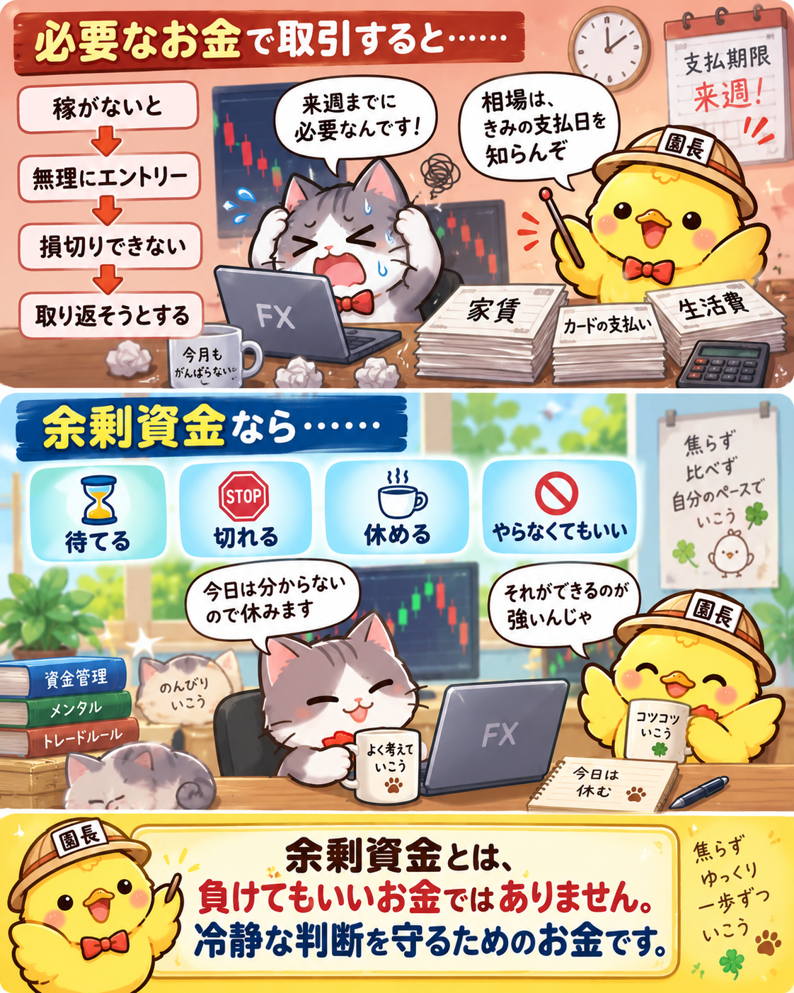 必要なお金での取引と余剰資金での取引における判断の違い