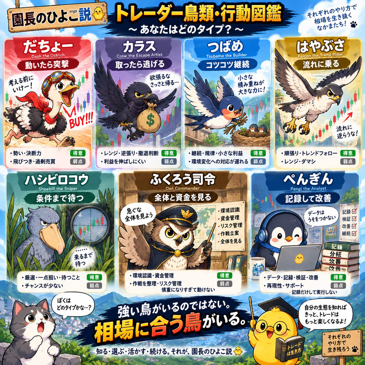ひよこ説のなかまたち・トレーダータイプ行動図鑑